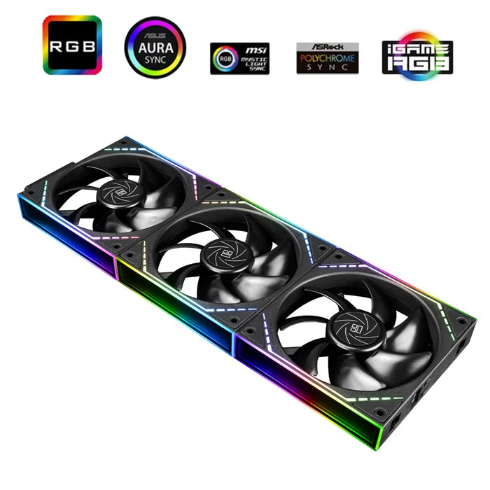 Thermalright TL-M12QR X3 120mm PC Reverse Blade Case Fans - Black - PakByte Computers