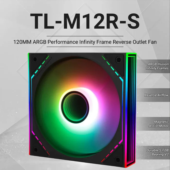 Thermalright TL-M12R-S Reverse CPU ARGB Fan 120mm Case Cooler Fan ARGB - Black - PakByte Computers