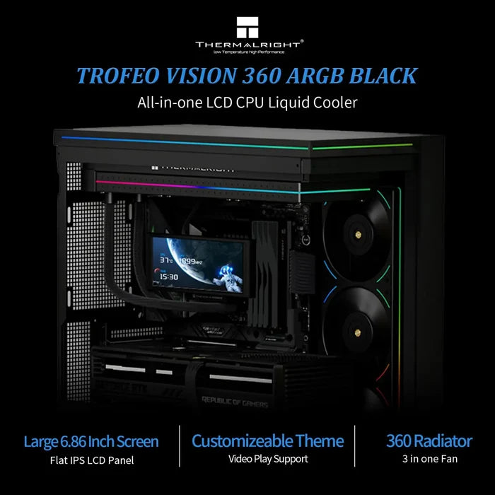 Thermalright Trofeo Vision 360 ARGB AIO CPU Liquid Cooler - Black - PakByte Computers