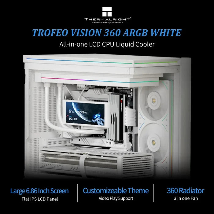 Thermalright Trofeo Vision 360 ARGB White AIO CPU Liquid Cooler - White - PakByte Computers