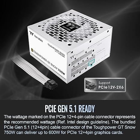 Thermaltake Toughpower GT 750W 80 Plus Gold Power Supply - Snow - PakByte Computers