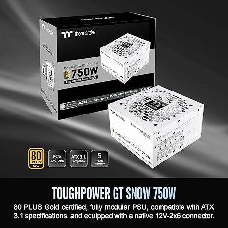 Thermaltake Toughpower GT 750W 80 Plus Gold Power Supply - Snow - PakByte Computers