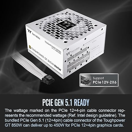 Thermaltake Toughpower GT 850W 80 Plus Gold Power Supply - Snow - PakByte Computers