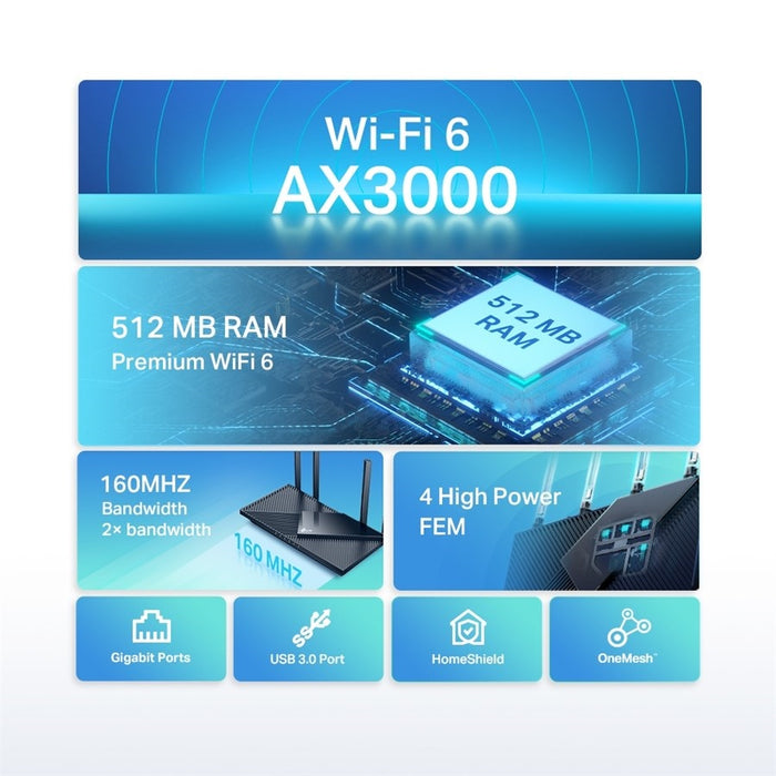 TP-Link Archer AX55 AX3000 Dual Band Gigabit Wi-Fi 6 Router - PakByte Computers