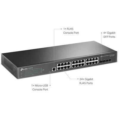 TP-Link TL-SG3428 JetStream 24-Port Gigabit L2+ Managed Switch with 4 SFP Slots - PakByte Computers