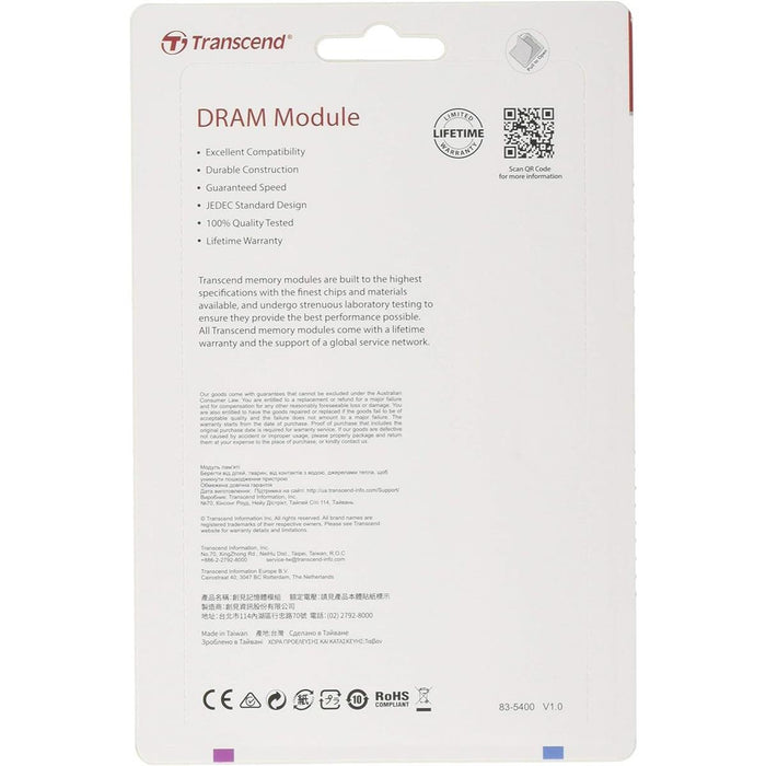 Transcend JetFlash 32GB 3200MHz C22 DDR4 U-DIMM Desktop Memory - PakByte Computers