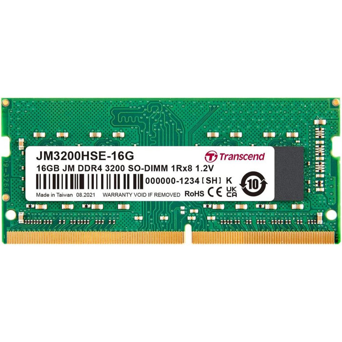Transcend JetRam 16GB (1x16GB) 3200MHz C22 DDR4 SO-DIMM Laptop Memory