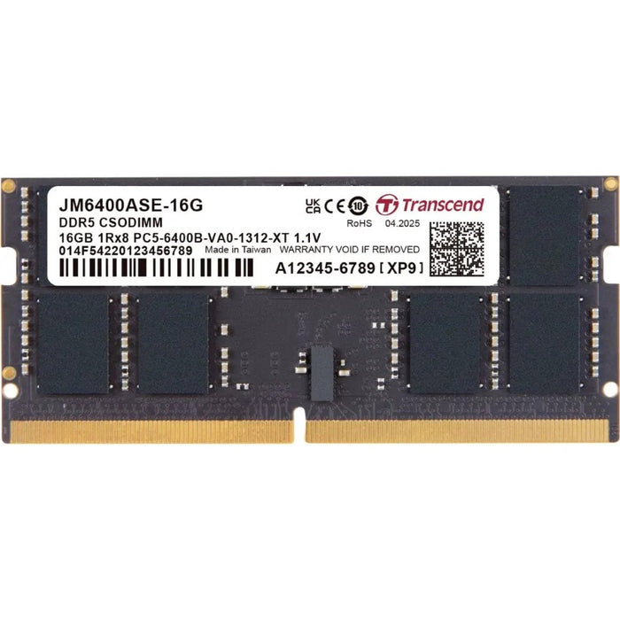 Transcend JetRam 16GB (1x16GB) 6400MHz C52 DDR5 Laptop Memory - PakByte Computers