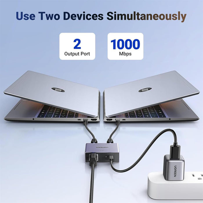 Ugreen 1000Mbps Ethernet Splitter 1 to 2, Plug and Play