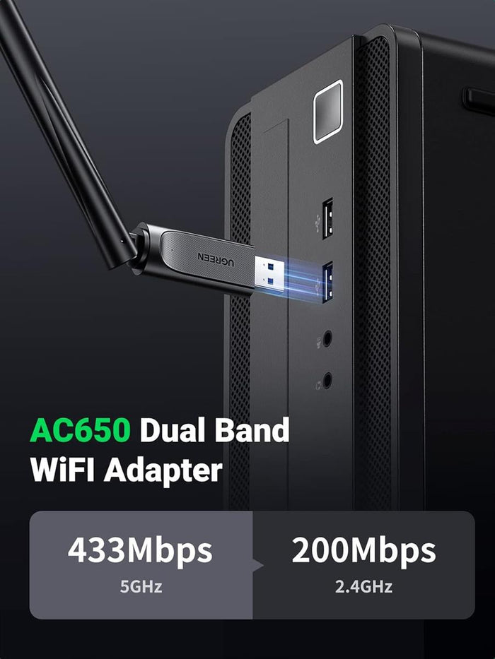 UGREEN AC650 HighGain Dual Band Wireless USB Adapter - PakByte