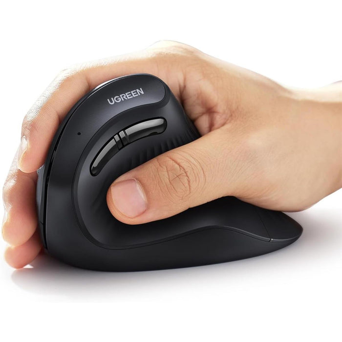 Ugreen Vertical Mouse Wireless (Bluetooth 5.0+2.4G) Ergonomic Mouse with 5 Buttons, 1000/1600/2000/4000 DPI, Prevention of Mouse Arm, Vertical Mouse Compatible with PC/Laptop/Tablet, Black - PakByte