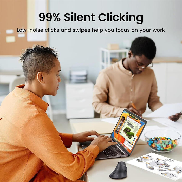 Ugreen Vertical Mouse Wireless (Bluetooth 5.0+2.4G) Ergonomic Mouse with 5 Buttons, 1000/1600/2000/4000 DPI, Prevention of Mouse Arm, Vertical Mouse Compatible with PC/Laptop/Tablet, Black - PakByte