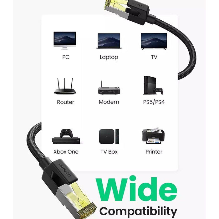UGREEN Cat 7 Ethernet Cable Braided Pure Copper 10m (Black) - PakByte