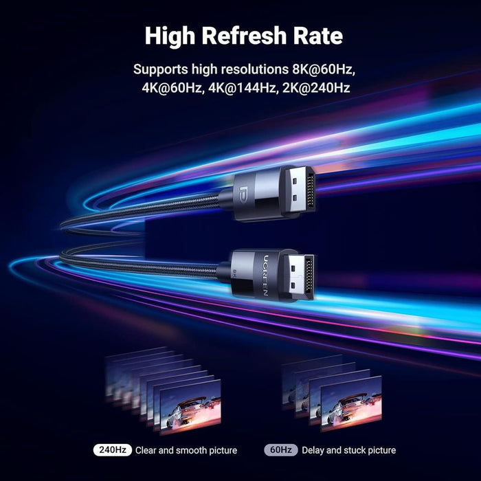 UGreen DisplayPort 1.4 Certified Cable 5M, 8k DisplayPort to DisplayPort Cable Nylon Braided DP to DP (8K@60Hz and 4K@144Hz) Support 32.4Gbps HDR HDCP Gaming Monitor Cable for Laptop PC TV - PakByte