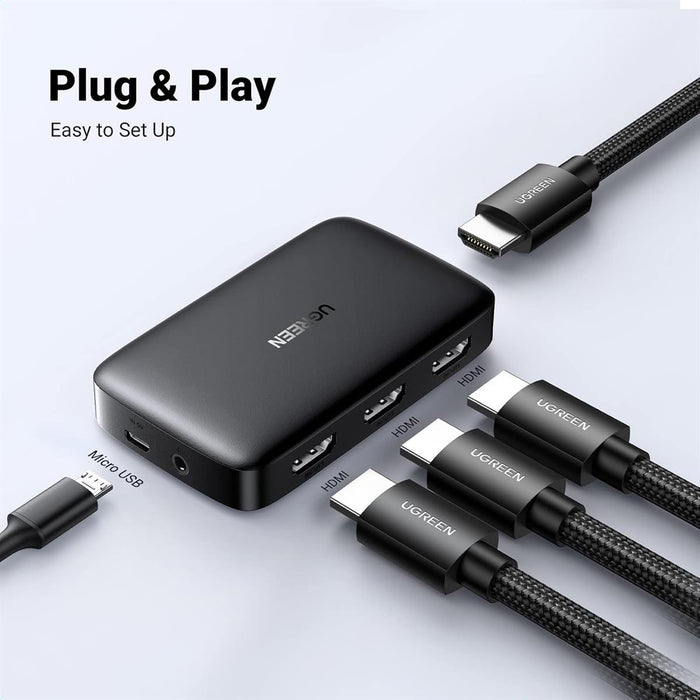 UGREEN HDMI Switcher 3 In 1 Out 4K@30HZ - PakByte