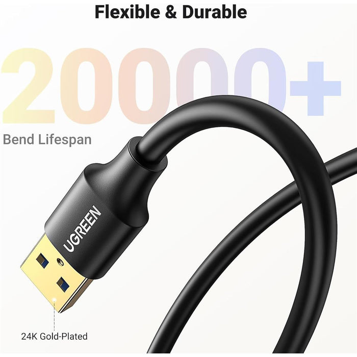 UGREEN USB 3.0 Extension Male Cable 3m (Black) - PakByte