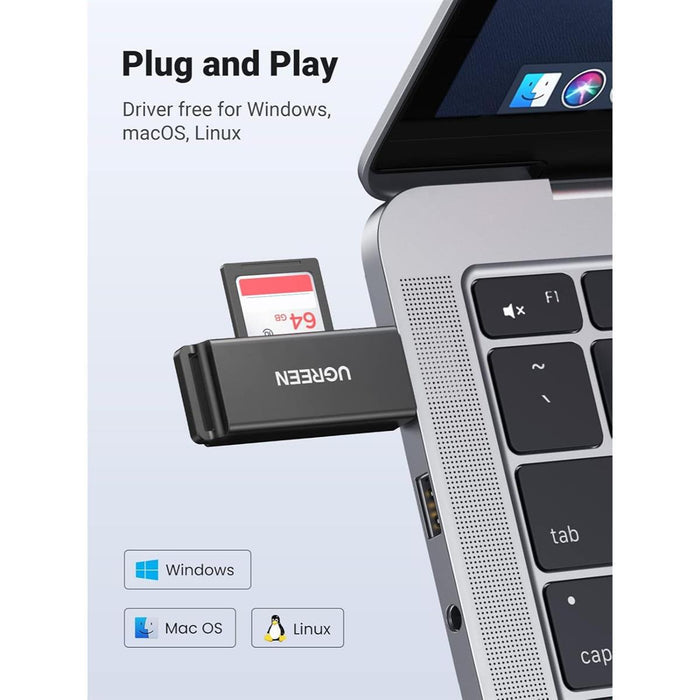 UGREEN USB 3.0 to TF + SD Dual Card Reader (Black) - PakByte